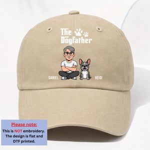Cool Dog Father Retro Personalized Vintage Washed Denim Cap - Khaki
