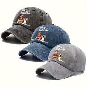 Cool Dog Father Retro Personalized Vintage Washed Denim Cap