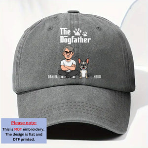 Cool Dog Father Retro Personalized Vintage Washed Denim Cap - Grey