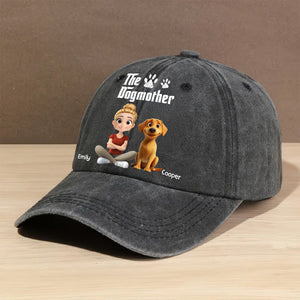 Cool Dog Mother Personalized Vintage Washed Denim Cap