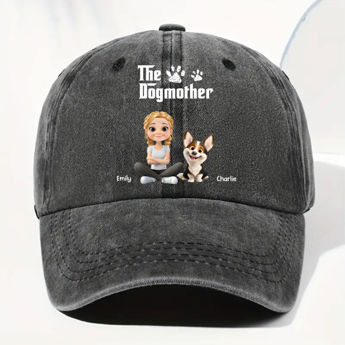 Cool Dog Mother Personalized Vintage Washed Denim Cap