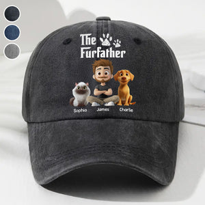 Cool Fur Father Personalized Vintage Washed Denim Cap