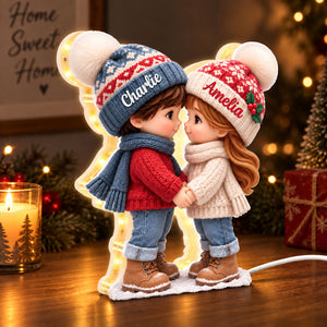 Cute Cartoon Couple Holding Hands personalized light box