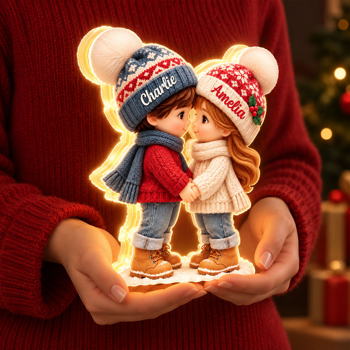 Cute Cartoon Couple Holding Hands personalized light box