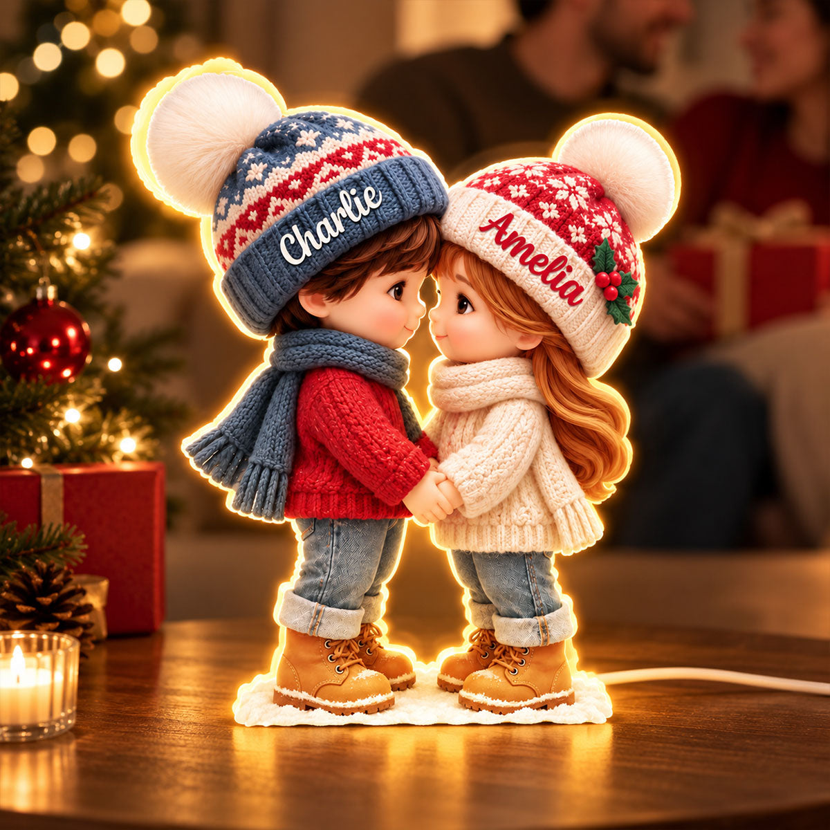 Cute Cartoon Couple Holding Hands personalized light box