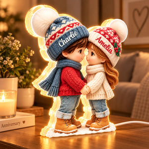 Cute Cartoon Couple Holding Hands personalized light box