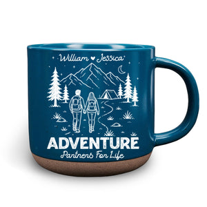 Forever Adventure Partners - Personalized Pottery Mug - Dark Blue