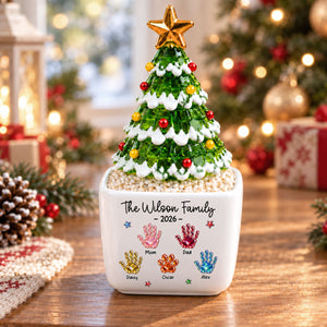 Family Stocking personalized glass Christmas tree