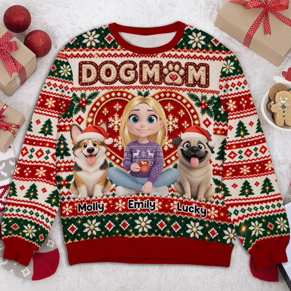 Christmas Dog Mom Forever - Personalized All-Over-Print Sweatshirt