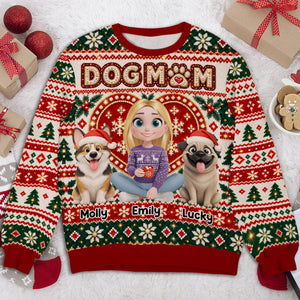 Christmas Dog Mom Forever - Personalized All-Over-Print Sweatshirt