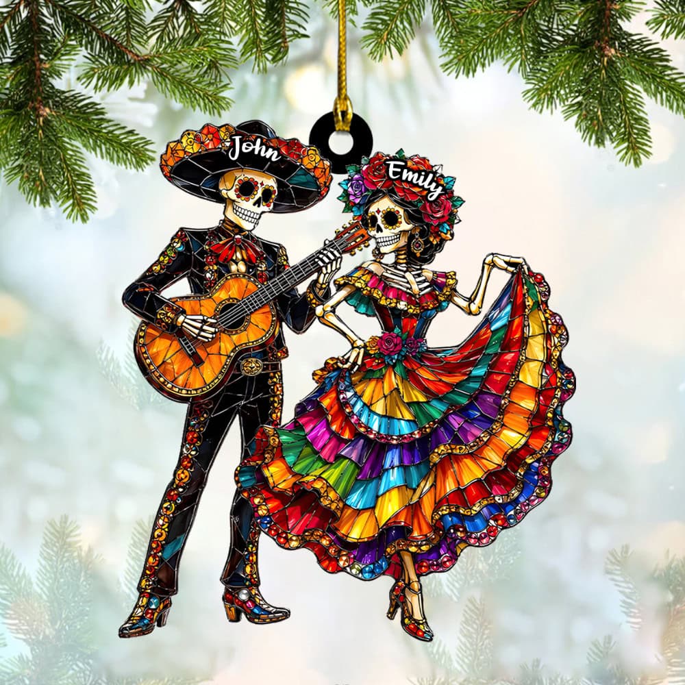 Day Of The Dead Sugar Skull Couple Personalized Acrylic Ornament