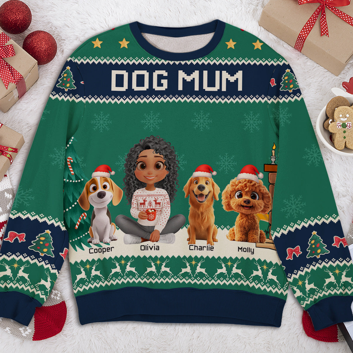 Dog Mommy Christmas Personalized All-Over-Print Sweatshirt