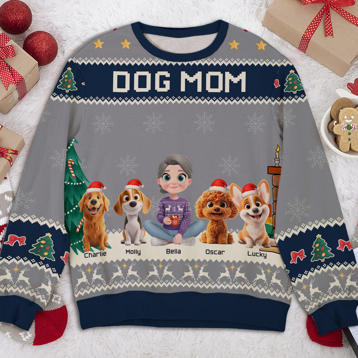 Dog Mommy Christmas Personalized All-Over-Print Sweatshirt