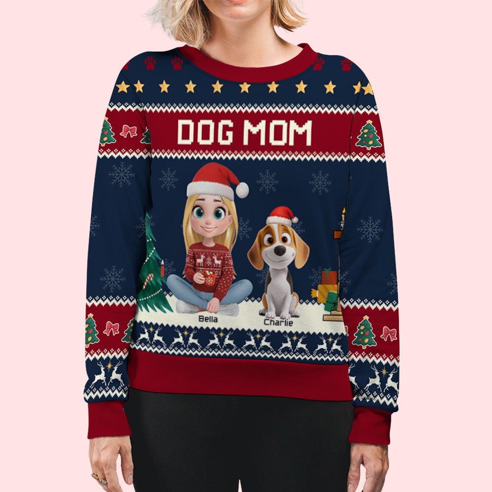Dog Mommy Christmas Personalized All-Over-Print Sweatshirt