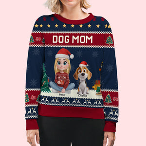 Dog Mommy Christmas Personalized All-Over-Print Sweatshirt