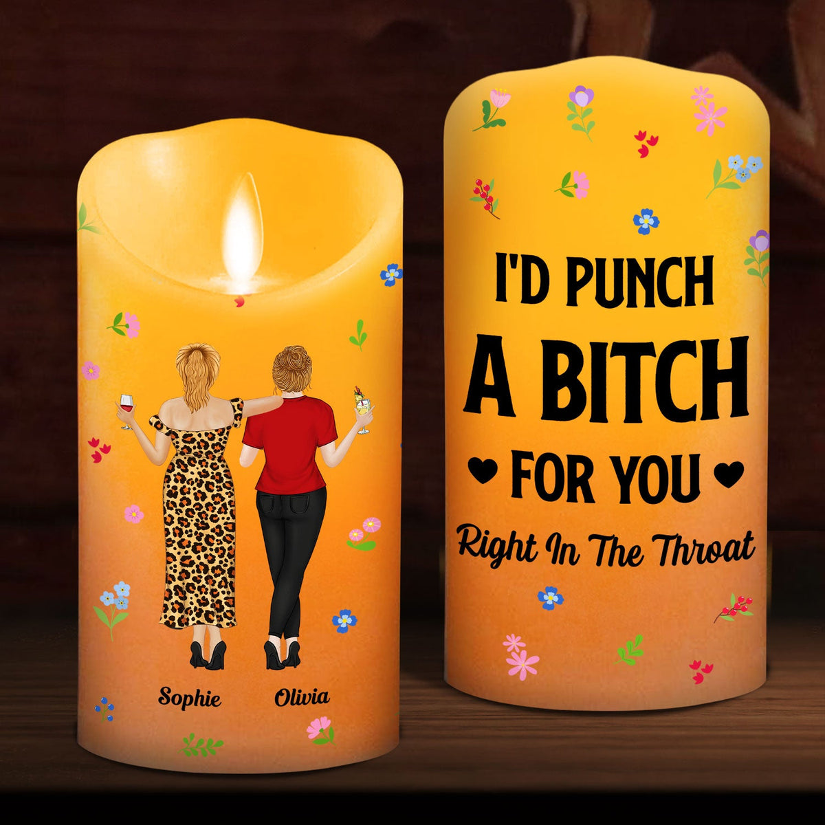 Punch Bitch Besties - Personalized LED Candle