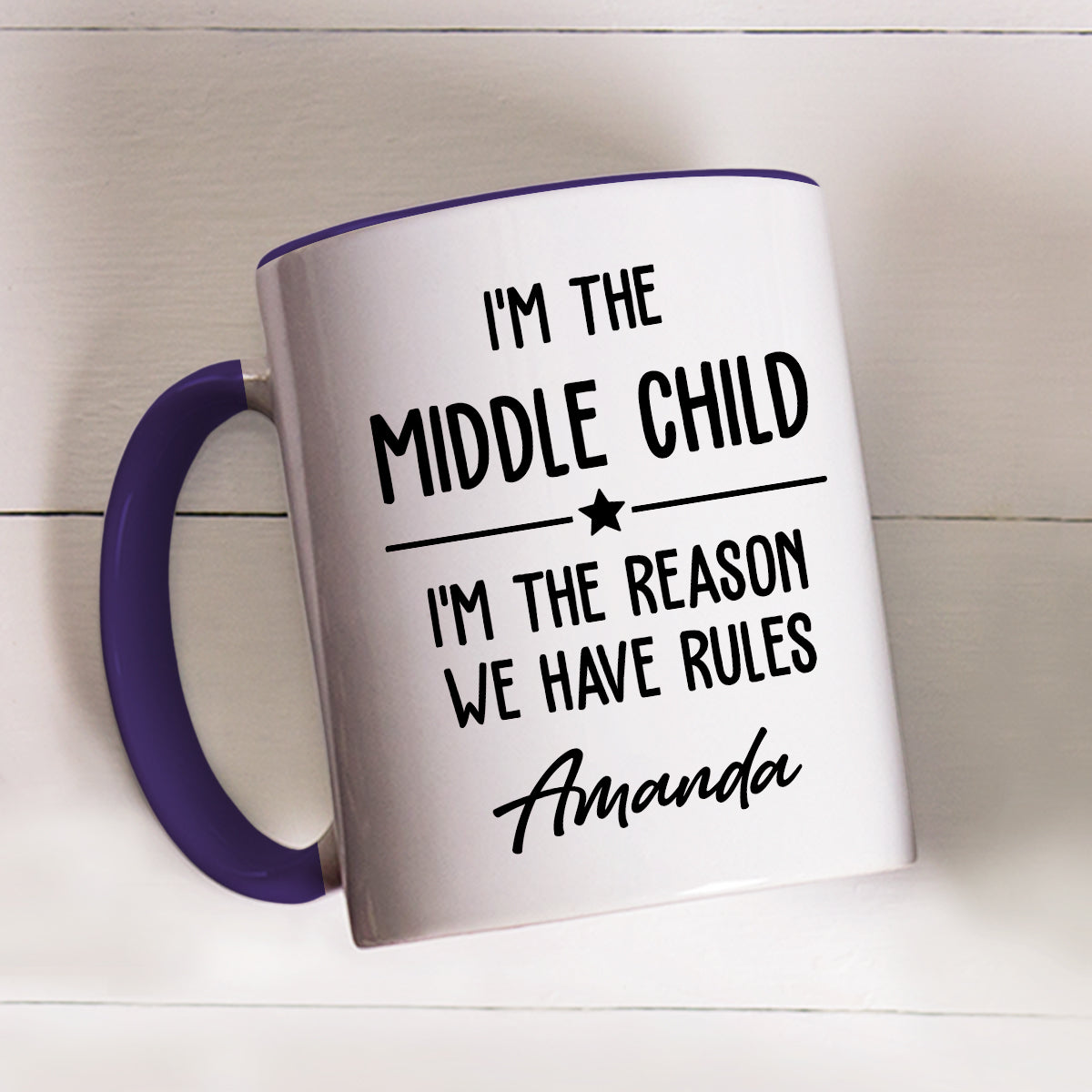 Family Rules Start With Siblings - Personalized Accent Mug