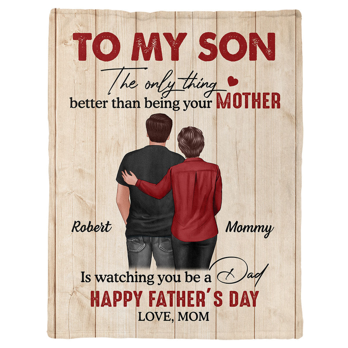 To My Son From Mom back view personalized fleece blanket