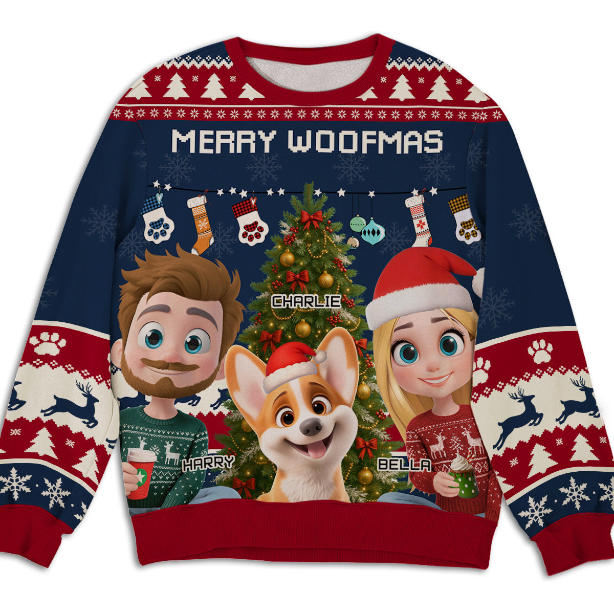 Dog Mom Dad This Pawliday Couple - Personalized All-Over-Print Sweatshirt