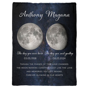 Lost Loved One Moon Phase memorial personalized fleece blanket
