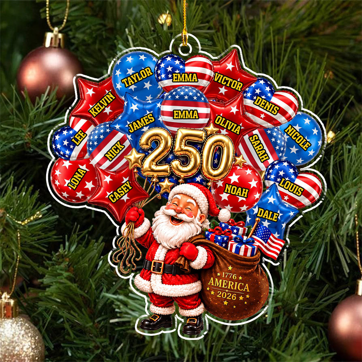 Cheers To 250 American Years - Personalized Acrylic Ornament