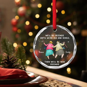 Friendship Never Gets Too Old personalized glass ornament