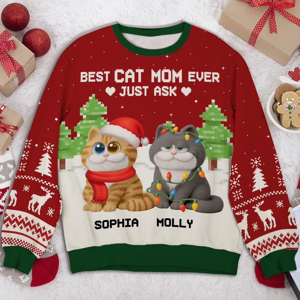 Best Chunky Cat Mom Dad - Personalized All-Over-Print Sweatshirt - Christmas Gift For Mom, Dad