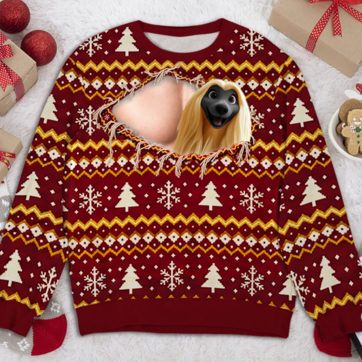 Forever Sassy personalized all-over-print sweatshirt flat lay