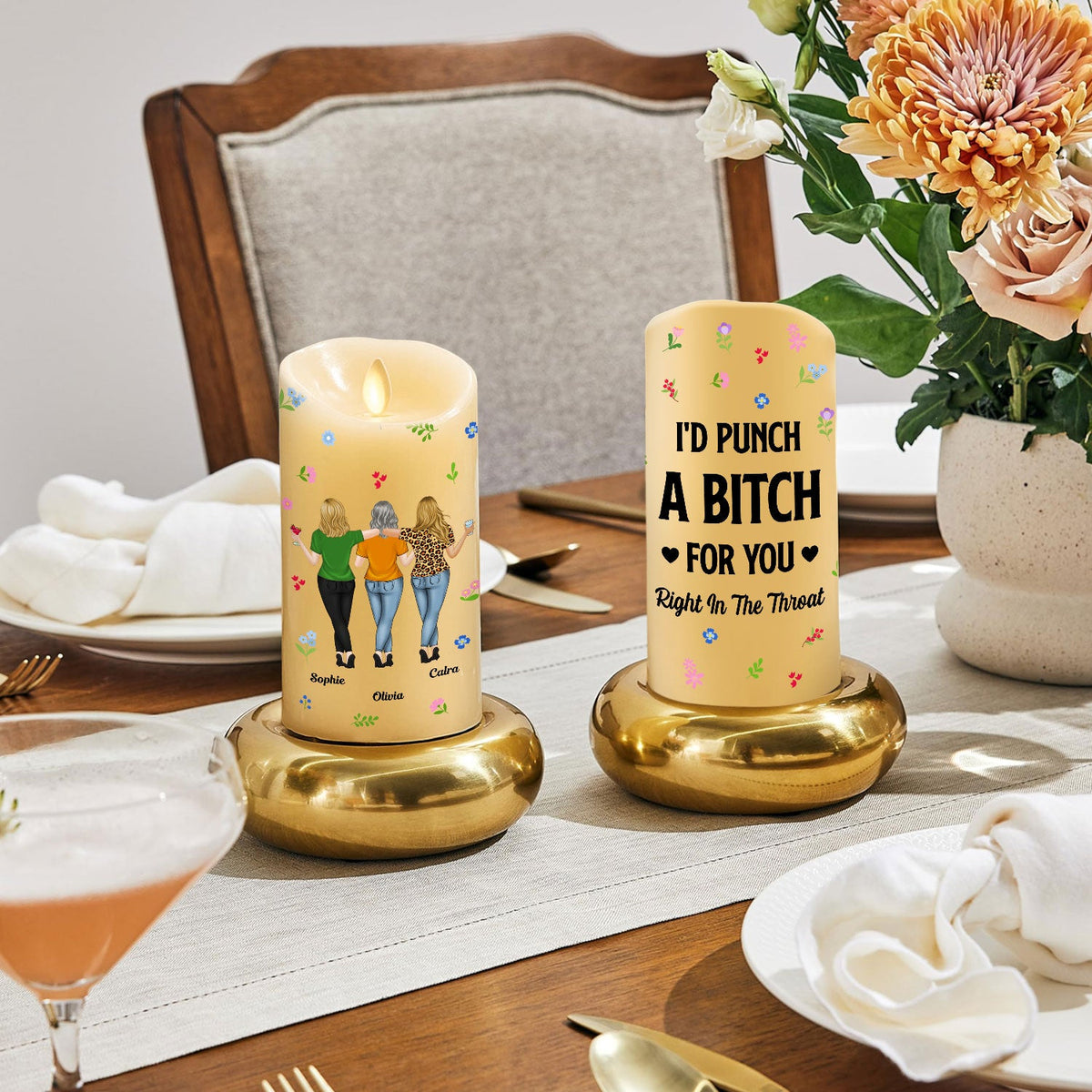 Punch Bitch Besties - Personalized LED Candle