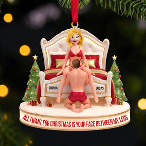 Funny Naughty Couple On Bed personalized acrylic ornament