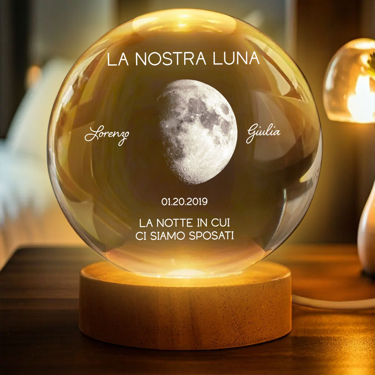 La Nostra Luna - Personalized Crystal Ball LED Night Light