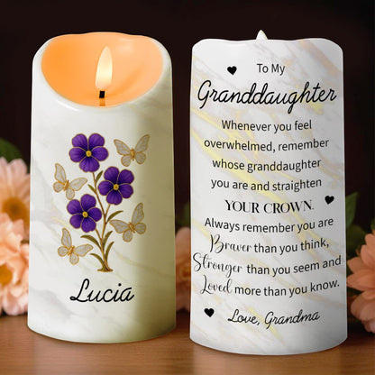 Straighten Your Crown, Encouraging Words For Granddaughter - Personalized Custom LED Candle - GDT324_LECA