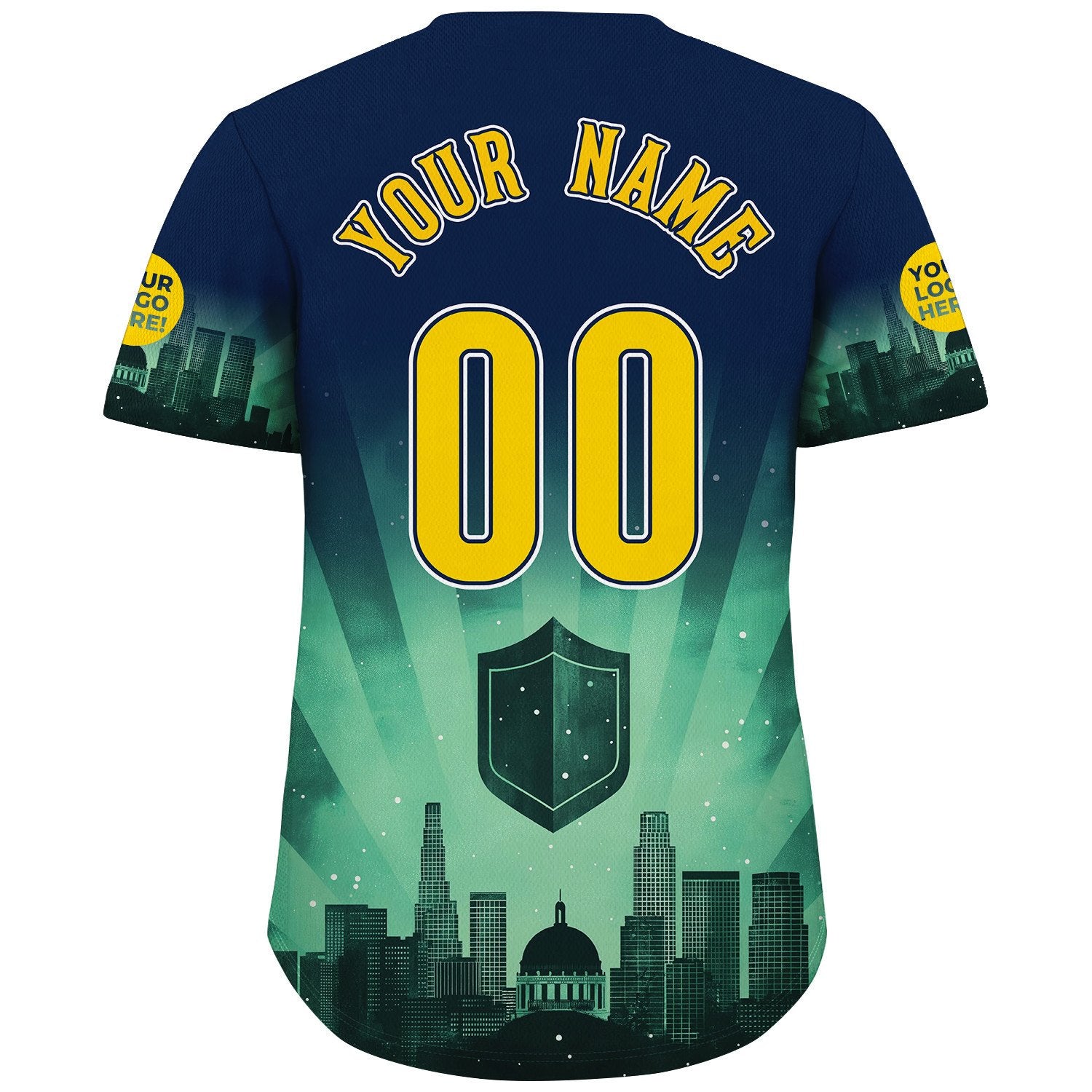 Yellow Navy California Los Angeles City Galaxy Shield Griffith Observatory Mysterious Night Custom Name Baseball Jerseys For Men & Women