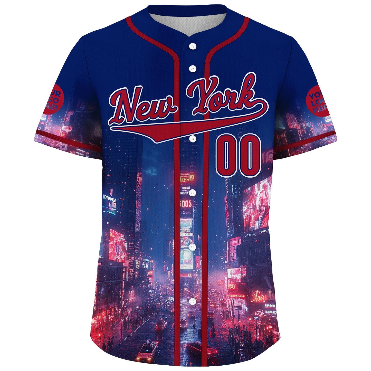 Red Navy New York City Time Square Countdown Custom Name Baseball Jerseys For Men & Women