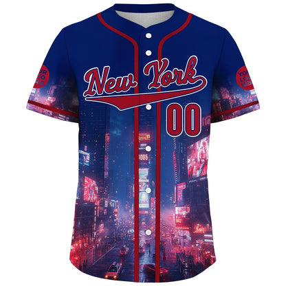 Red Navy New York City Time Square Countdown Custom Name Baseball Jerseys For Men & Women