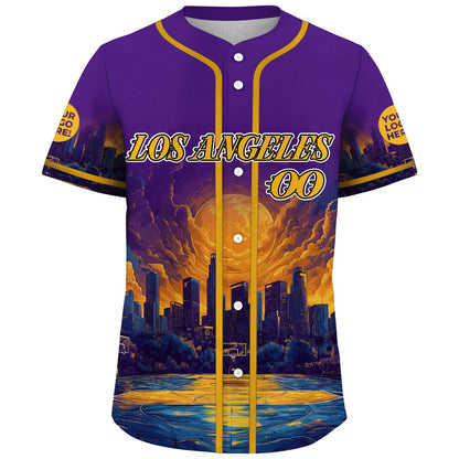 Gold Purple Los Angeles California Reflecting Stadium Custom Name Baseball Jerseys For Men & Women