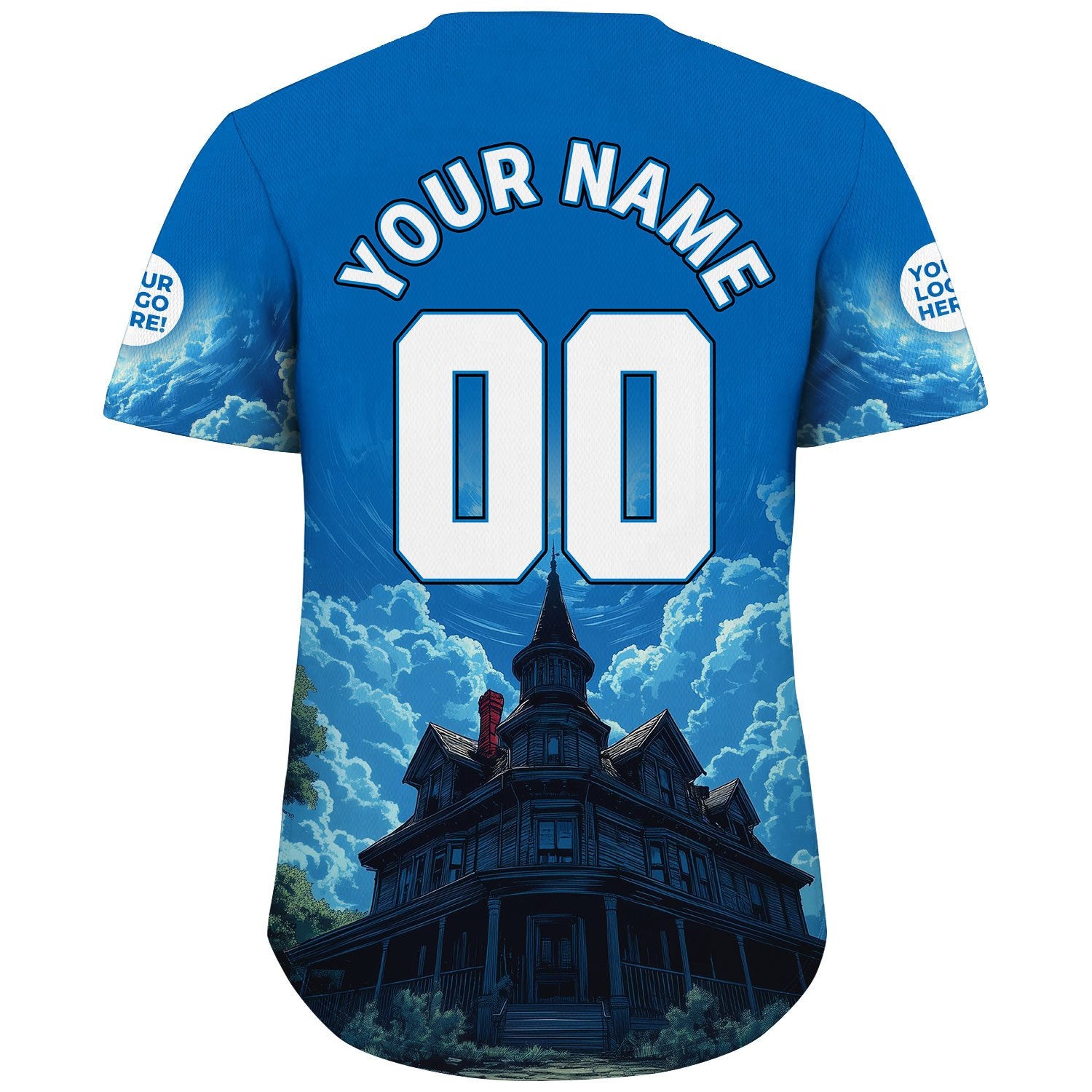 White Blue San Jose Winchester Mystery House Skyline Custom Name Baseball Jerseys For Men & Women