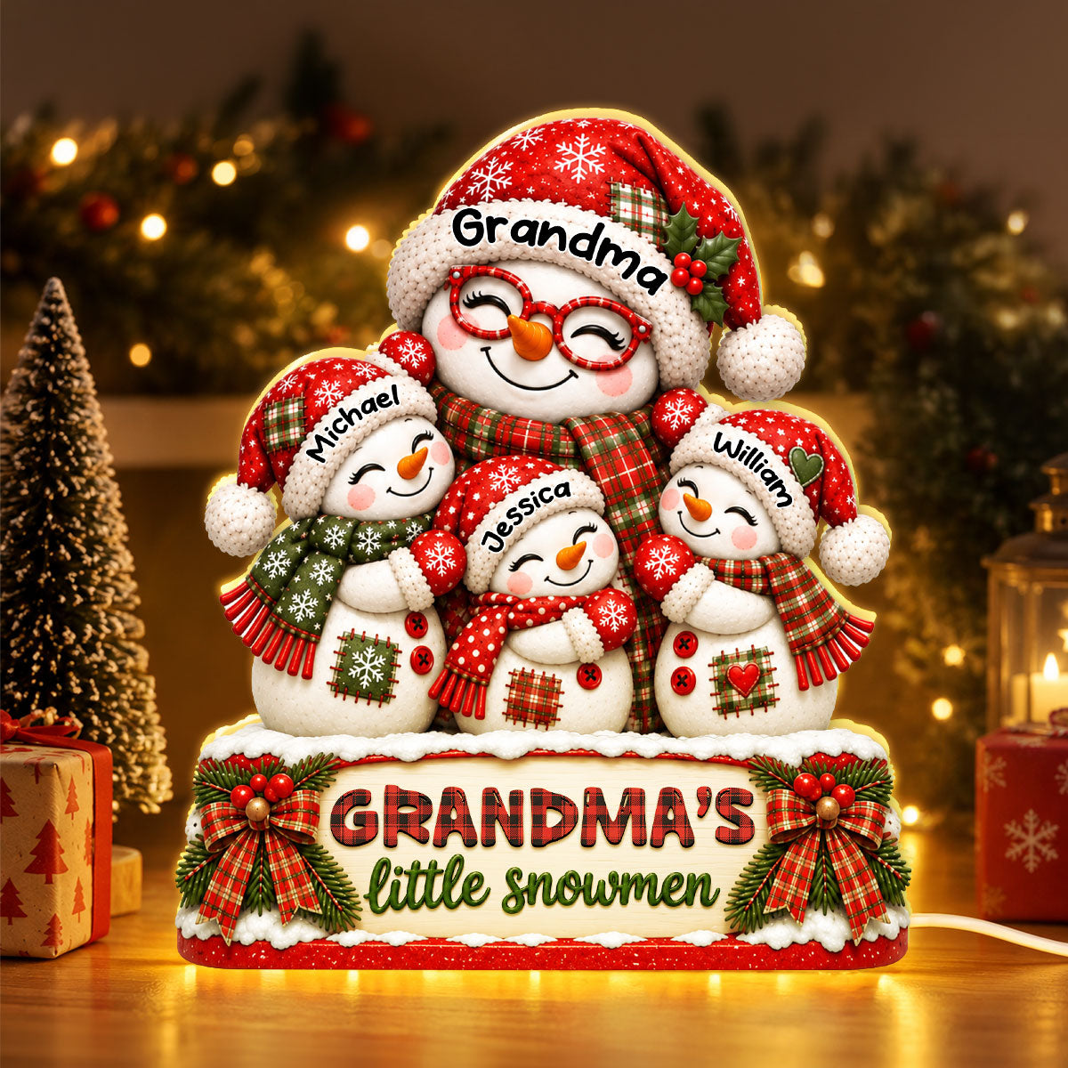 Grandma's Little Snowmen personalized light box