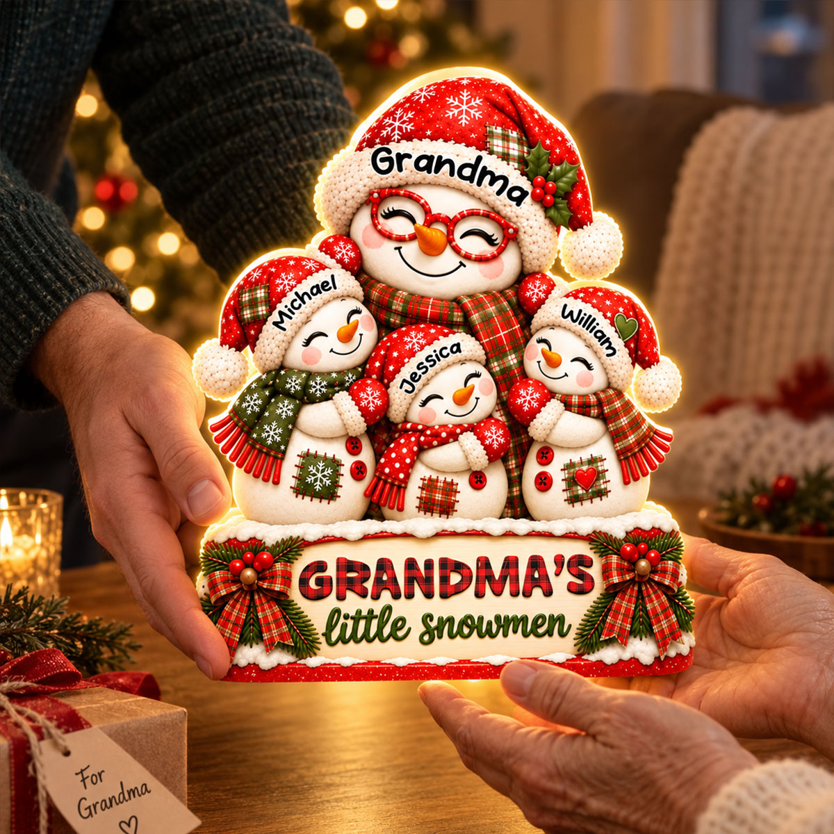 Grandma's Little Snowmen personalized light box