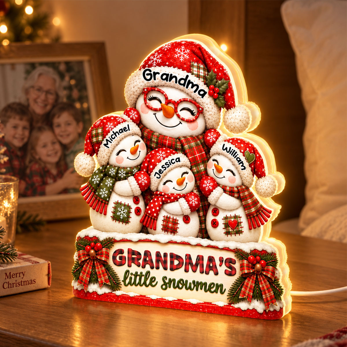 Grandma's Little Snowmen personalized light box