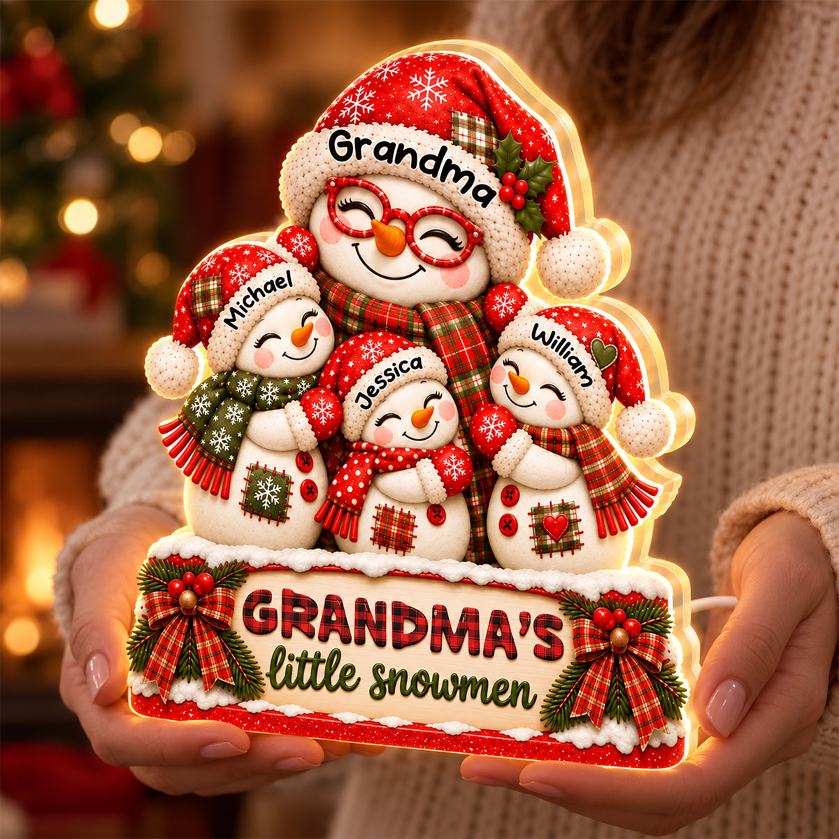 Grandma's Little Snowmen personalized light box