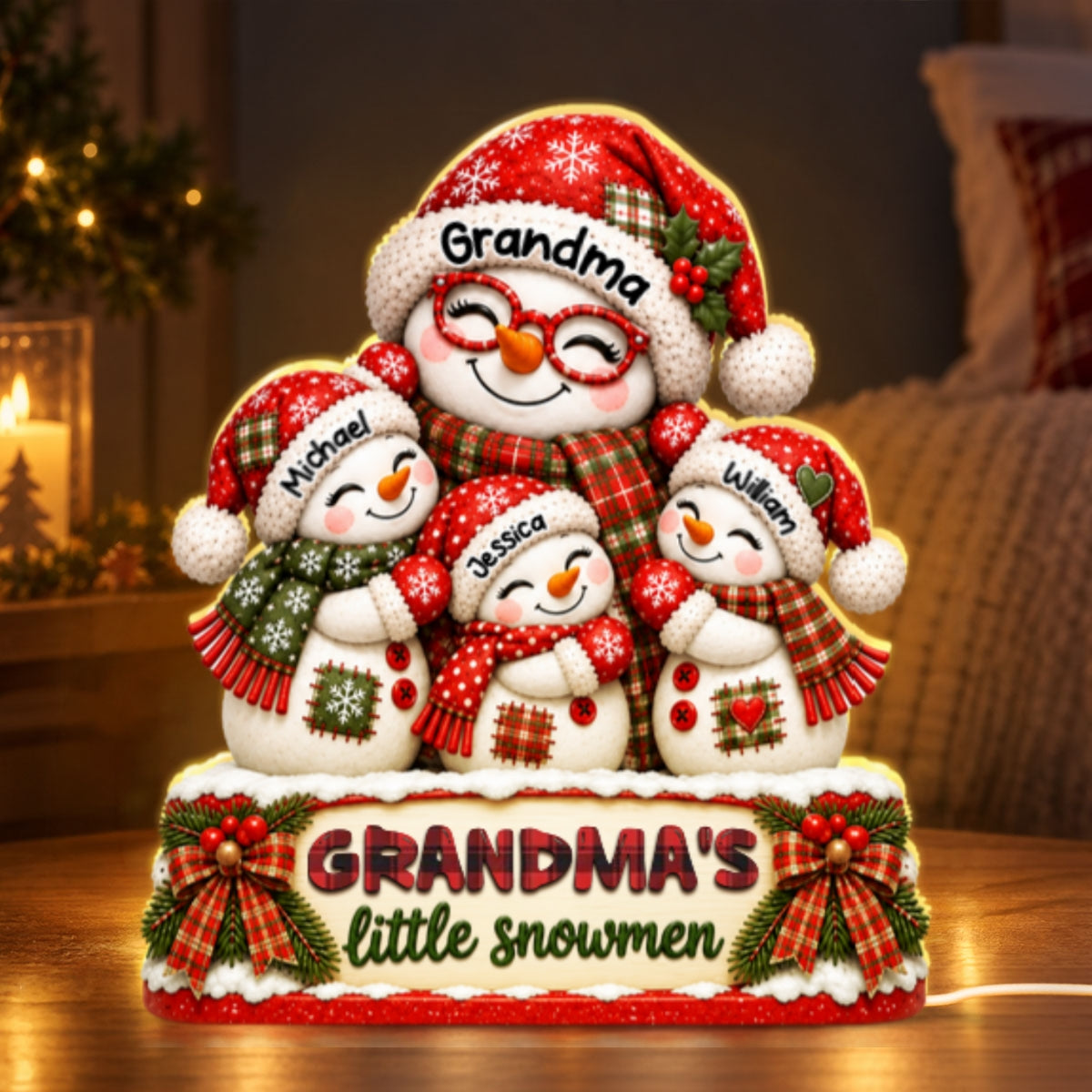 Grandma's Little Snowmen personalized light box