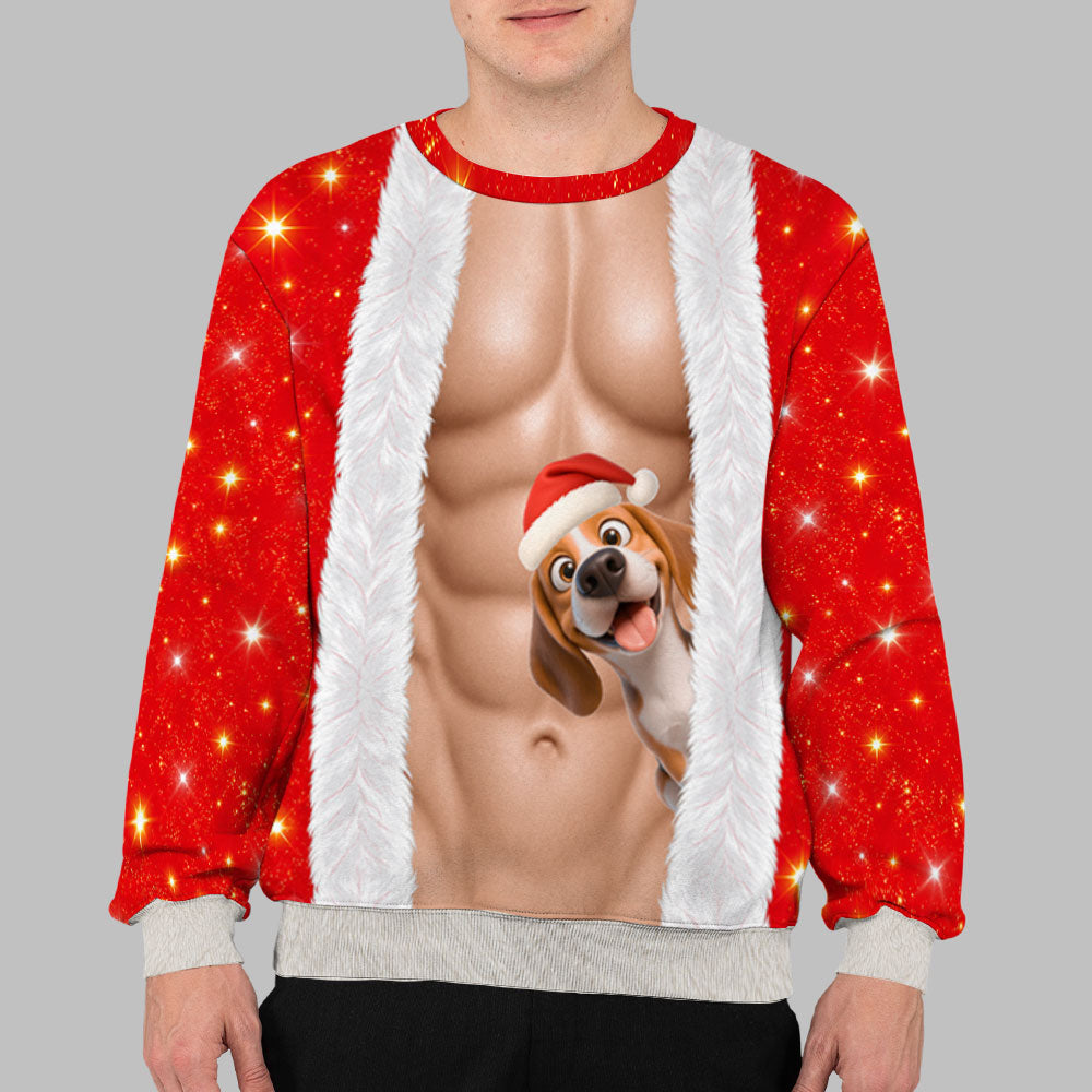 Christmas Pup - Personalized All-Over-Print Sweatshirt - Christmas Gift For Dad