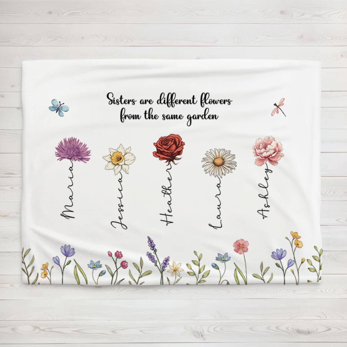 Sisters Are Different Flowers From The Same Garden - Personalized Fleece Blanket