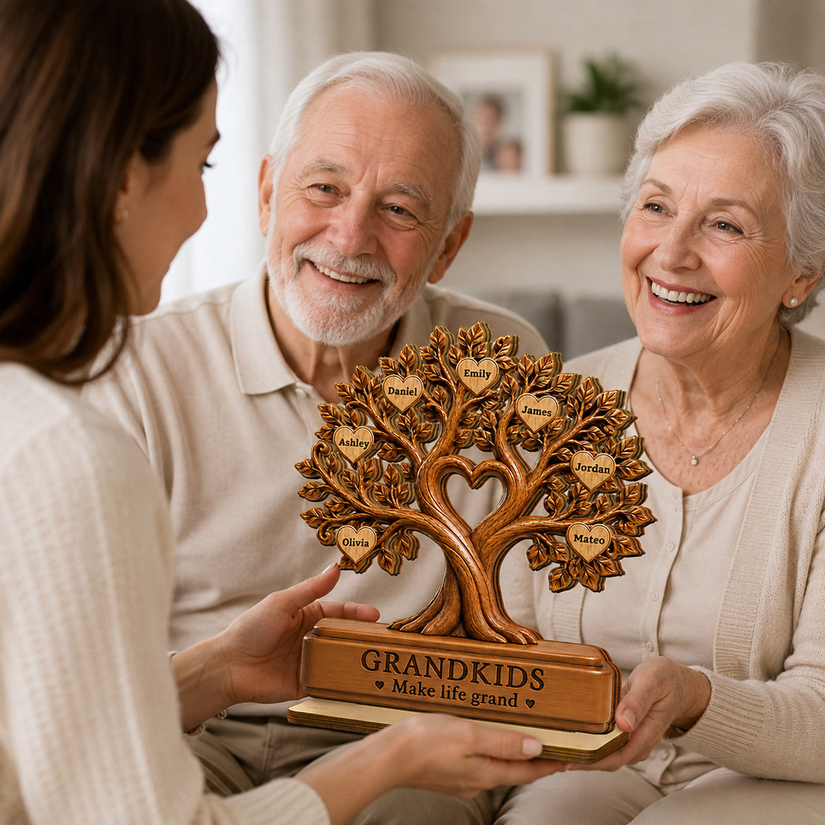 Grandkids Make Life Grand - Personalized 2-Layered Wooden Plaque