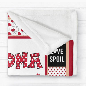 Polka Dot Pattern Grandma With Grandkids Personalized Fleece Blanket