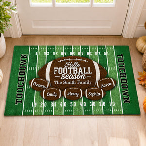 Hello Football Season Custom Family Names personalized doormat