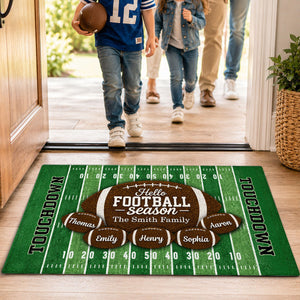 Hello Football Season personalized doormat detail