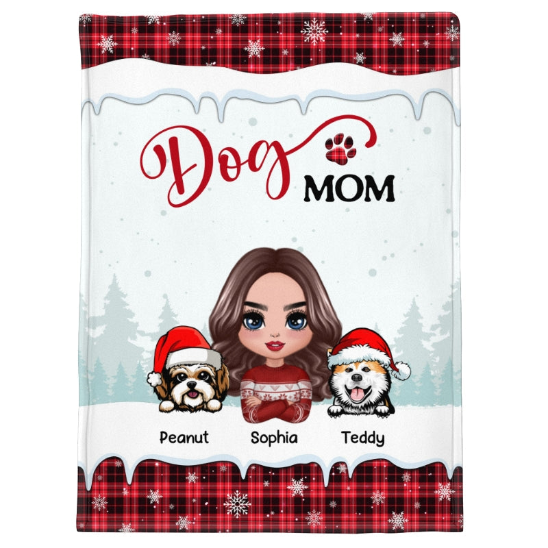 Doll Dog Mom Christmas Personalized Fleece Blanket