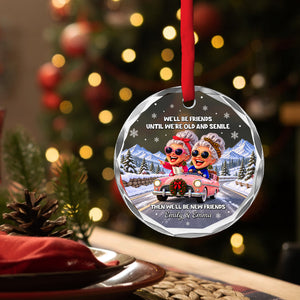 Old And Senile Besties glass ornament
